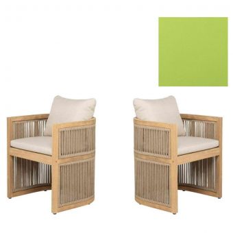 Panama Jack Outdoor Cabo  Barrel Dining Armchairs in Sunbrella Canvas Macaw Fabric - Set of 2