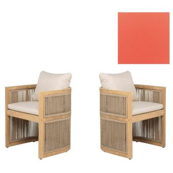 Panama Jack Outdoor Cabo  Barrel Dining Armchairs in Sunbrella Canvas Melon Fabric - Set of 2