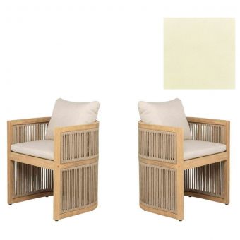 Panama Jack Outdoor Cabo  Barrel Dining Armchairs in Sunbrella Canvas Natural Fabric - Set of 2