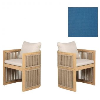 Panama Jack Outdoor Cabo  Barrel Dining Armchairs in Sunbrella Canvas Regatta Fabric - Set of 2