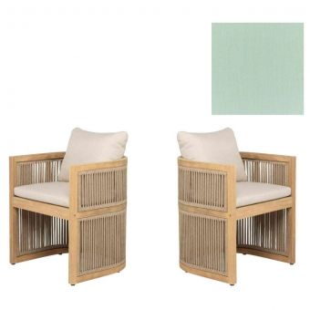 Panama Jack Outdoor Cabo  Barrel Dining Armchairs in Sunbrella Canvas Spa Fabric - Set of 2