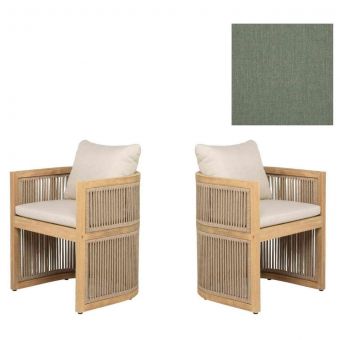 Panama Jack Outdoor Cabo  Barrel Dining Armchairs in Sunbrella Cast Sage Fabric - Set of 2