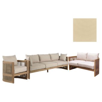 Panama Jack Outdoor Cabo Sofa Set with Cushions in Sunbrella Antique Beige Fabric
