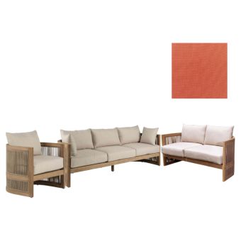 Panama Jack Outdoor Cabo Sofa Set with Cushions in Sunbrella Canvas Brick Fabric