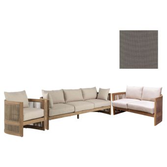 Panama Jack Outdoor Cabo Sofa Set with Cushions in Sunbrella Canvas Coal Fabric