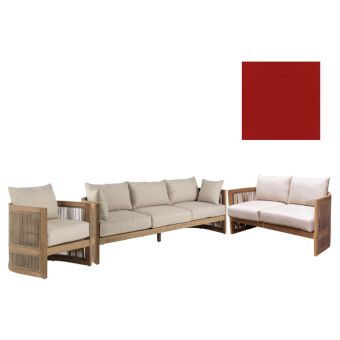Panama Jack Outdoor Cabo Sofa Set with Cushions in Sunbrella Canvas Jockey Red Fabric