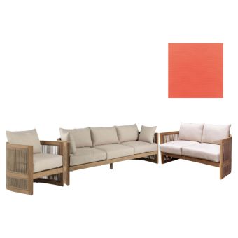 Panama Jack Outdoor Cabo Sofa Set with Cushions in Sunbrella Canvas Melon Fabric