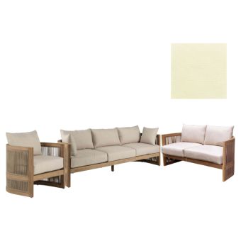 Panama Jack Outdoor Cabo Sofa Set with Cushions in Sunbrella Canvas Natural Fabric