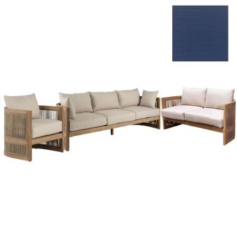 Panama Jack Outdoor Cabo Sofa Set with Cushions in Sunbrella Canvas Navy Fabric