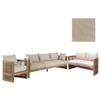 Panama Jack Outdoor Cabo Sofa Set with Cushions in Sunbrella Canvas Taupe Fabric