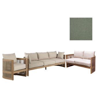Panama Jack Outdoor Cabo Sofa Set with Cushions in Sunbrella Cast Sage Fabric