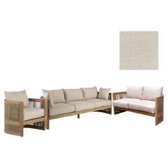 Panama Jack Outdoor Cabo Sofa Set with Cushions in Sunbrella Linen Silver Fabric