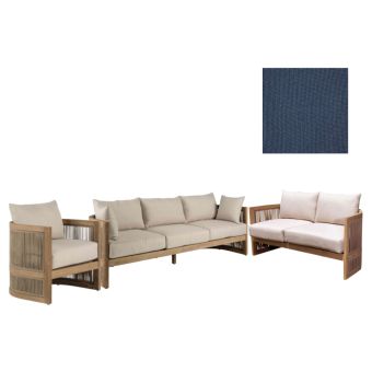 Panama Jack Outdoor Cabo Sofa Set with Cushions in Sunbrella Spectrum Indigo Fabric
