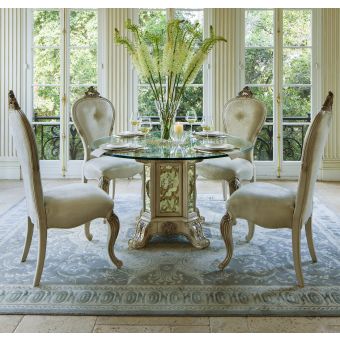 AICO Michael Amini Platine De Royale 3pc Round Dining Set in Champagne