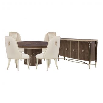 AICO Michael Amini Villa Cherie Round Dining Set - Hazelnut