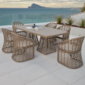 Skyline Design Ruby Rectangular Dining Set With Grey Glass