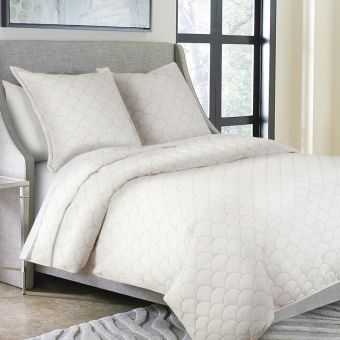 AICO Michael Amini Trabuco 3pc King Duvet Set - White