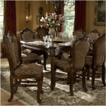 Aico Michael Amini Windsor Court  Gathering Table Set in Vintage Fruitwood