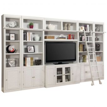 Parker House Boca 7 Piece Entertainment Wall in Cottage White