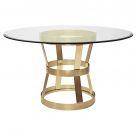 Worlds Away Dining Table Base in Antique Brass with 54" Glass Top (CL1A) - CLEARANCE SALE