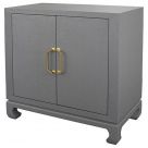Worlds Away Renwick Two Door Chest in Grey Lacquered Basketweave Grasscloth (CL1A) - CLEARANCE SALE